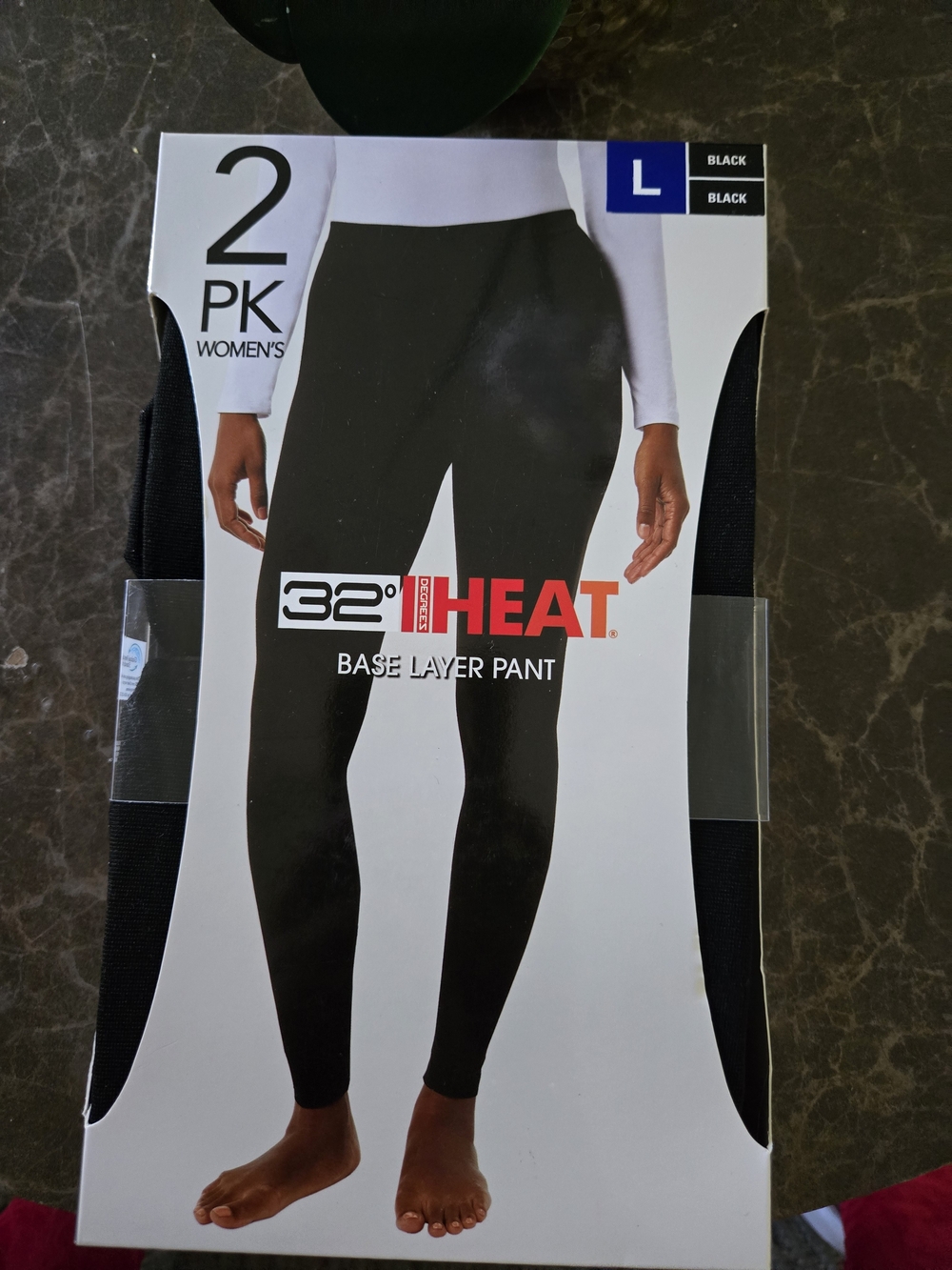 32 Degrees Women’s Black Base Layer Pant - Large (2 Pack)